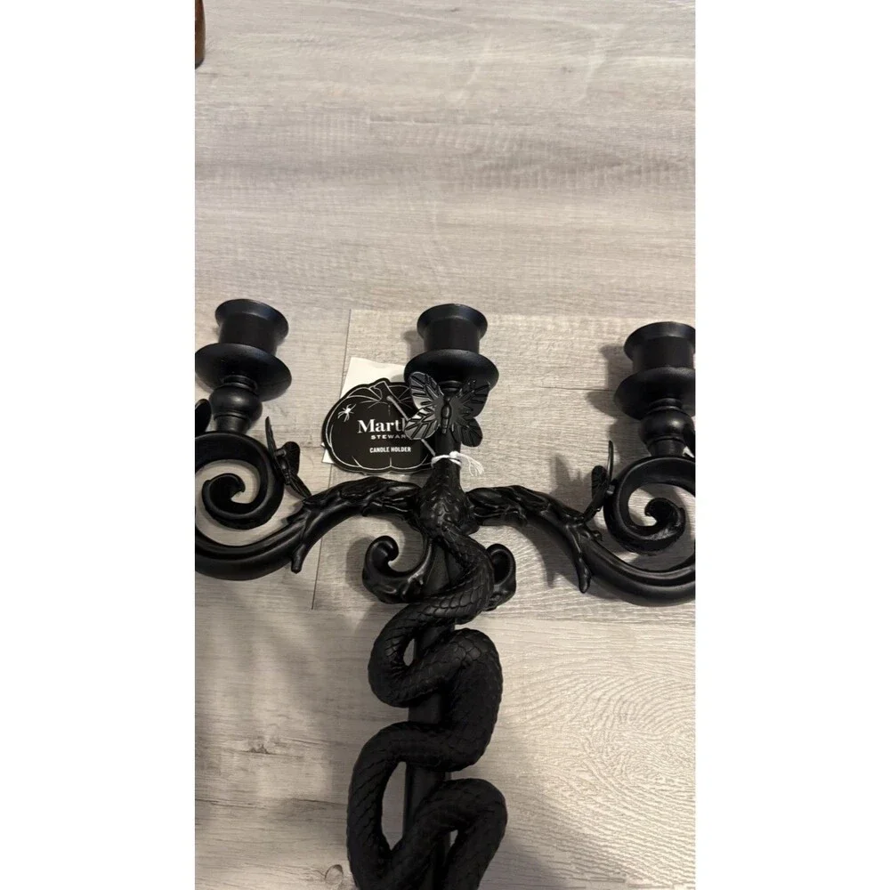 Martha Stewart Halloween Black Candelabra Candle Holder  Snake & Butterfly 2026